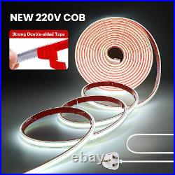 220V COB LED Strip Light Mains Plug Waterproof IP67 Flexible Outdoor Kitchen Dec