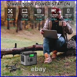 518Wh Solar Power Station Generator 500W(1000W) Emergency QC3.0 65W PD Type-C